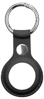 PU-läderfodral med nyckelring till Airtag, Svart PU-läderfodral med nyckelring till Airtag, Svart