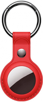 PU-läderfodral med nyckelring till Airtag, Röd PU-läderfodral med nyckelring till Airtag, Röd