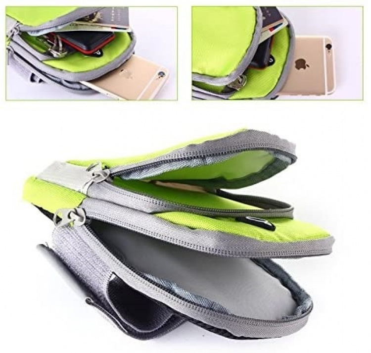 Rymlig armväska med hörlursingång, Grön Rymlig armväska med hörlursingång, Grön