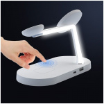 Trådlöst 3 i 1 laddställ med lampa, Vit/Krom