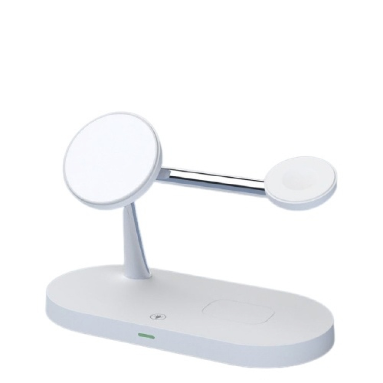 Trådlöst 3 i 1 laddställ med lampa, Vit/Krom