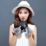 Snygga touchscreen-handskar i konstläder och fuskpäls, M Snygga touchscreen-handskar i konstläder och fuskpäls, M