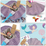 Utgrävningskit med snäckskal och sjöjungfru