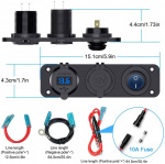 Extra uttag till bil, båt, husbil, 12V och 2xUSB + strömbrytare