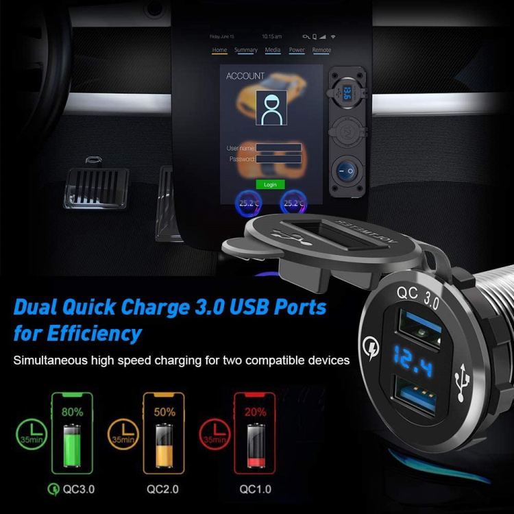 Extra uttag till bil, båt, husbil, 12V och 2xUSB + strömbrytare Extra uttag till bil, båt, husbil, 12V och 2xUSB + strömbrytare