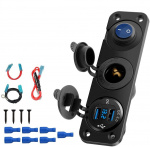 Extra uttag till bil, båt, husbil, 12V och 2xUSB + strömbrytare