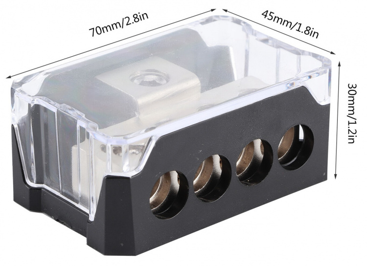 Distributionsblock 1x10,5mm till 4x7mm
