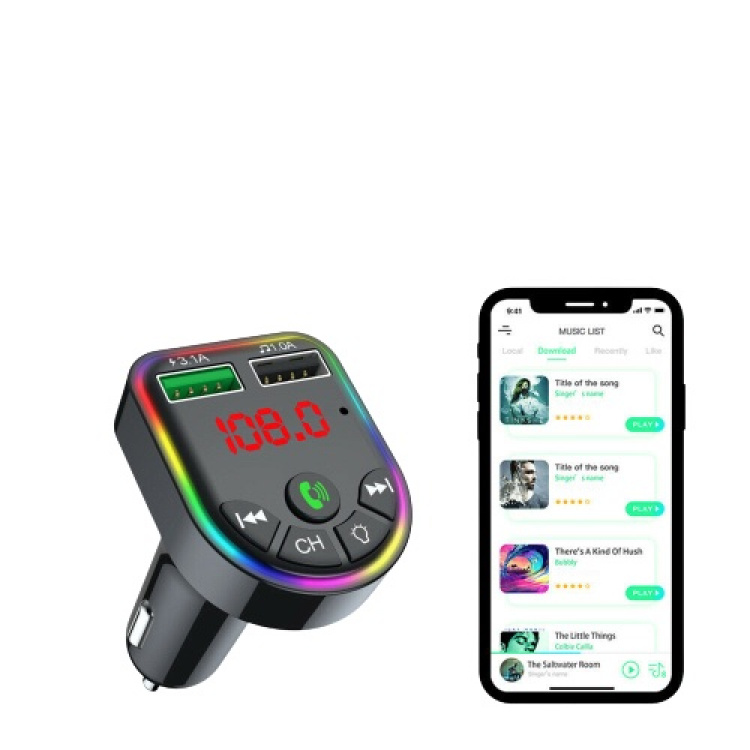 FM-Sändare med Bluetooth och 2 x USB-Laddportar 3.1/1.0 A FM-Sändare med Bluetooth och 2 x USB-Laddportar 3.1/1.0 A