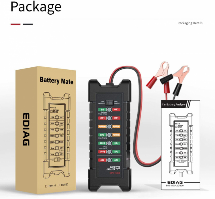 Batteritestare för fordon med LED-Display, 12V/10mA, 24V/30mA Batteritestare för fordon med LED-Display, 12V/10mA, 24V/30mA