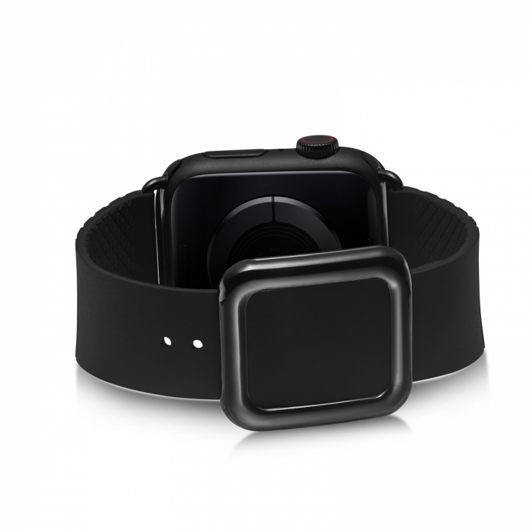 Klockarmband i silikon till Apple Watch 42/44/45mm, Svart Klockarmband i silikon till Apple Watch 42/44/45mm, Svart