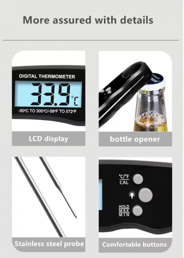 Köttermometer, Svart