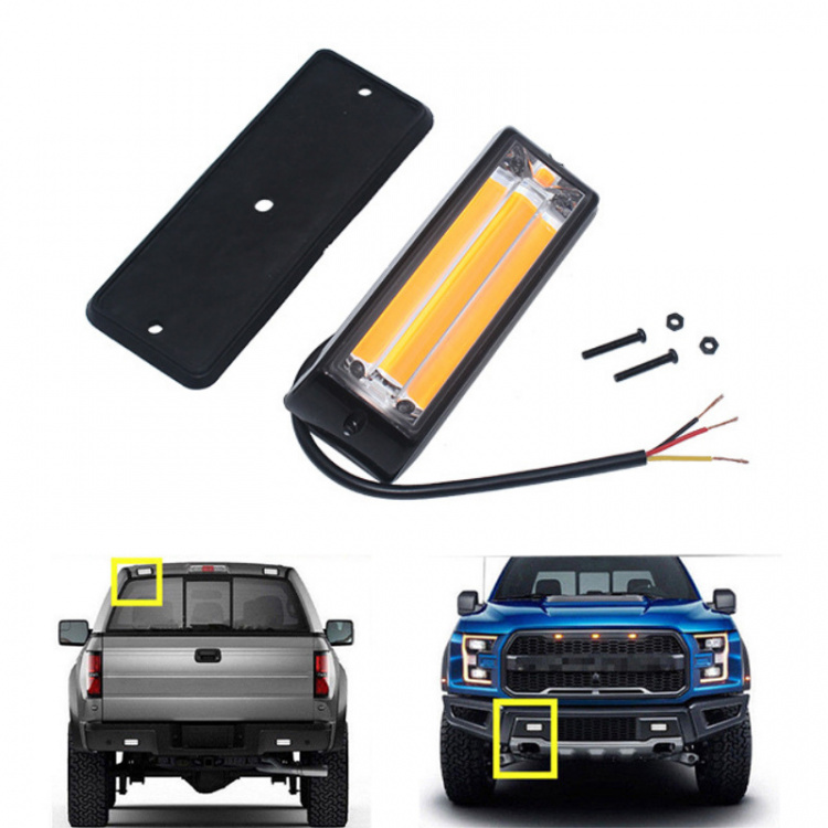 Varningslampa CoB LED för Bil 12-24V, Vitt ljus Varningslampa CoB LED för Bil 12-24V, Vitt ljus