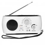 Vevradio / Nödradio med LED-lampa - FM-radio, USB, Solcell, Dynamo, Vit