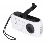 Vevradio / Nödradio med LED-lampa - FM-radio, USB, Solcell, Dynamo, Vit