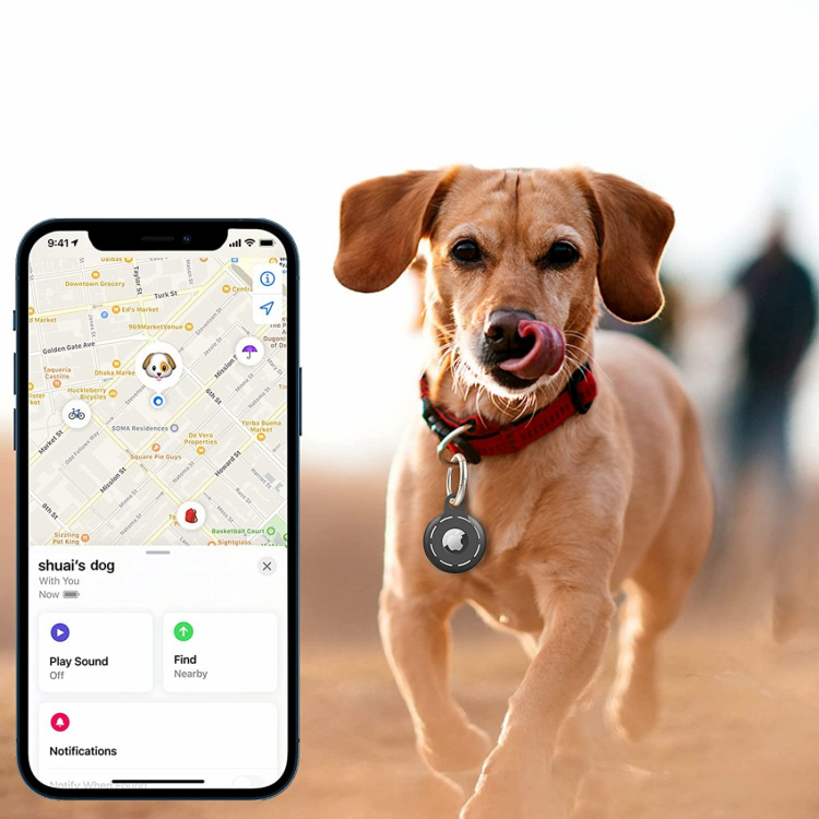 Nyckelring till Apple AirTag 4-pack, Svart