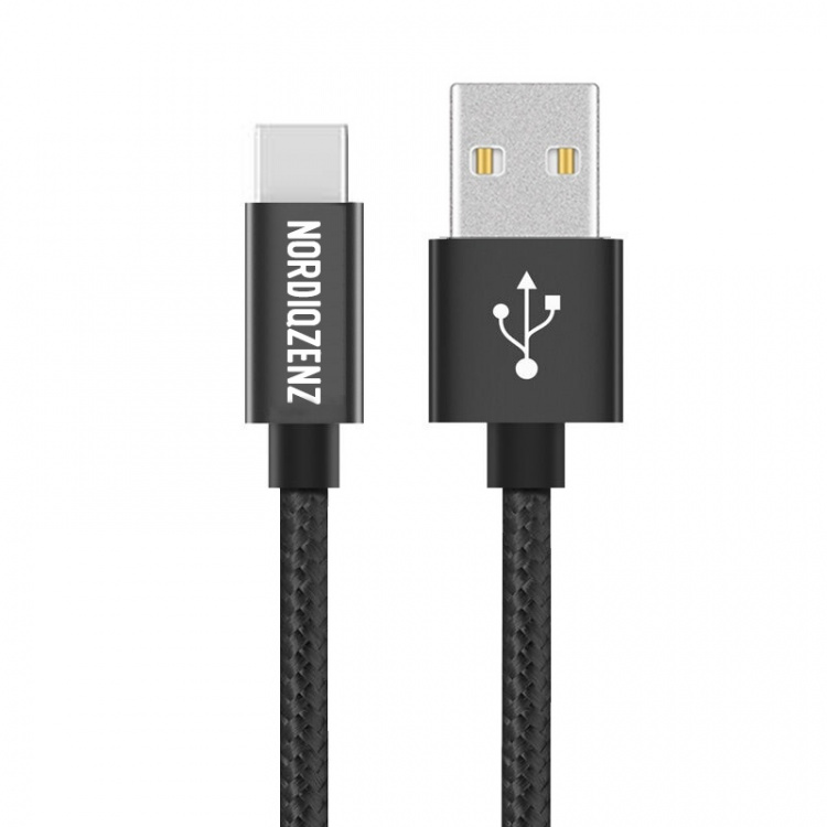 NORDIQZENZ USB-C Textilkabel, 3m, Svart NORDIQZENZ USB-C Textilkabel, 3m, Svart
