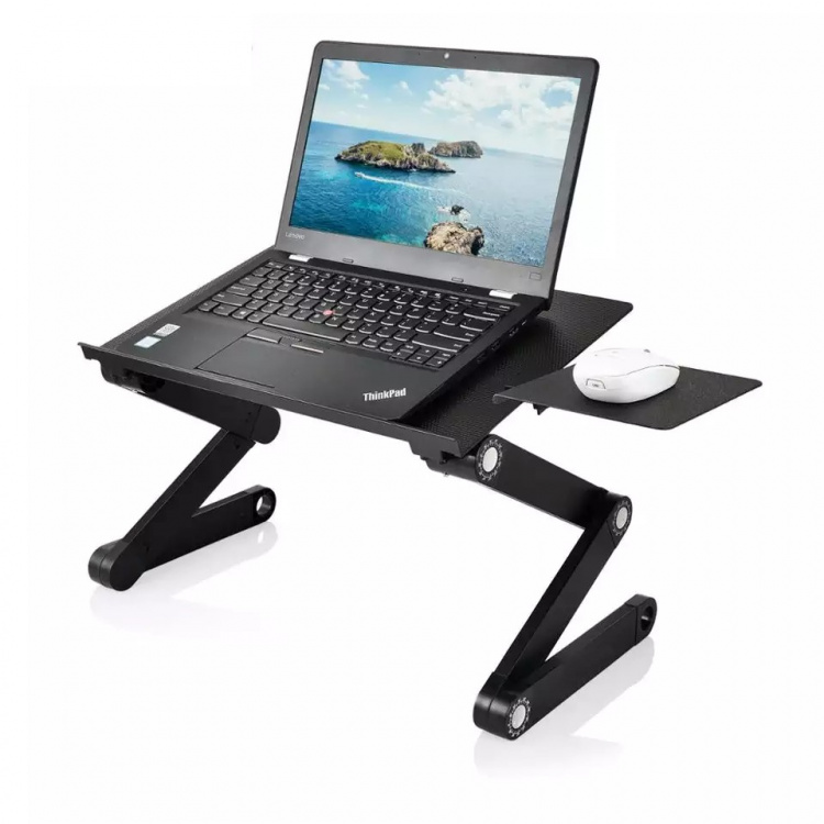 Multifunktionellt Laptopbord med inbyggda kylfläktar, Svart