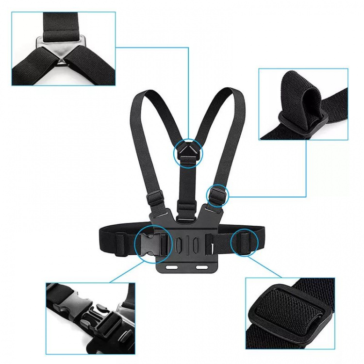 Bröstsele kompatibel med GoPro Hero inkl. Headstrap & Armband