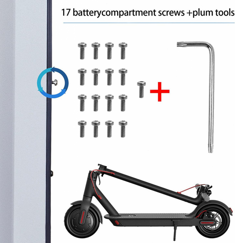 Stjärnnyckel och 17 skruvar för scooter
