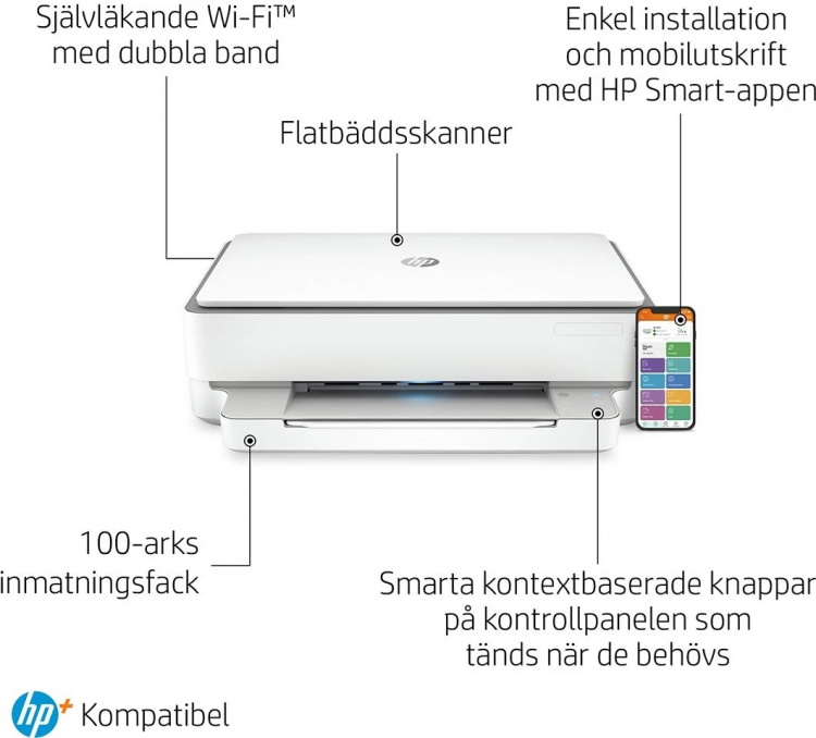 HP ENVY 6030e Multifunktionsskrivare, 6 månaders Instant Ink & HP+