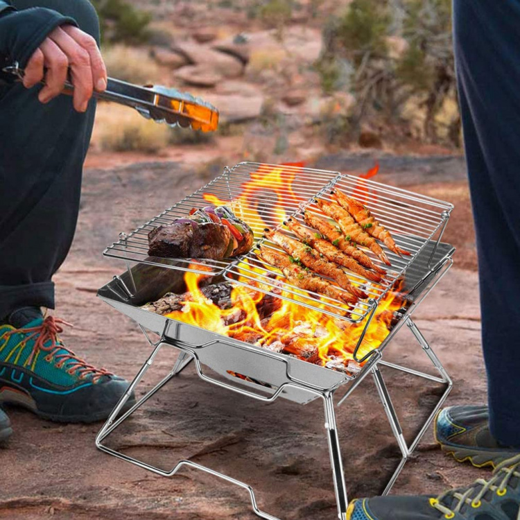 Praktisk & Hopfällbar Grill, Silver Praktisk & Hopfällbar Grill, Silver