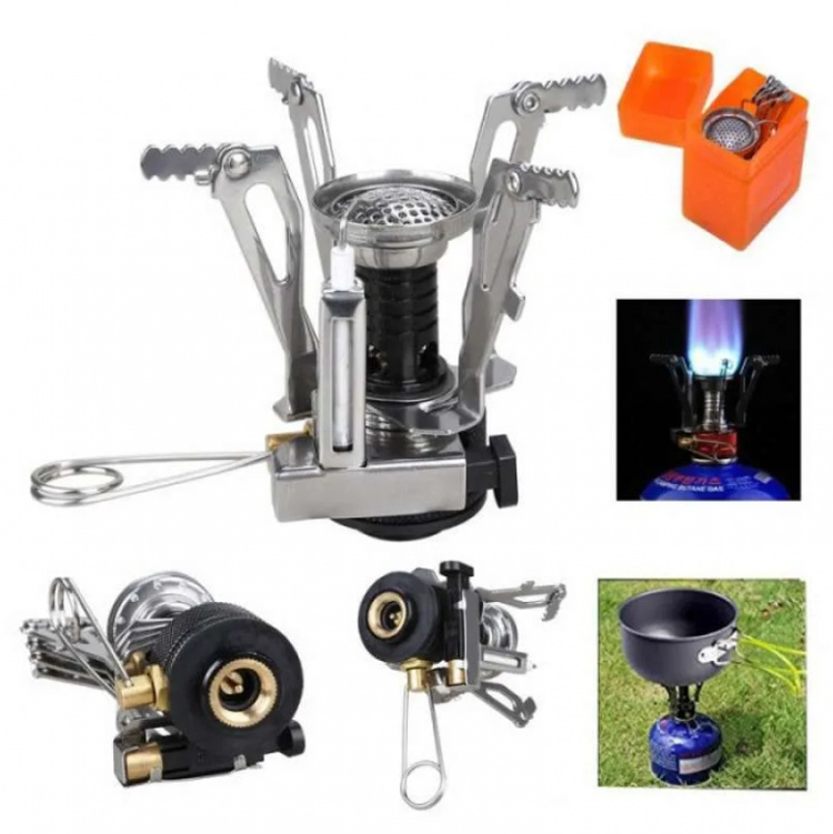 Camping set med spis, gryta och kopp kombination