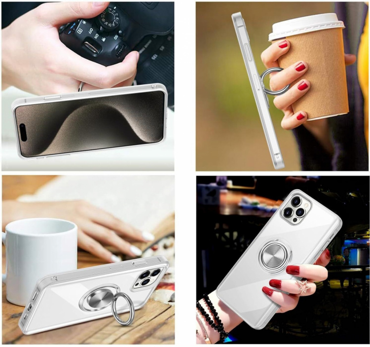 Transparent skal med ringhållare, iPhone 15 Pro