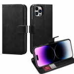 Plånboksfodral i läderimitation med kortfack till iPhone 15 Pro Max, Svart