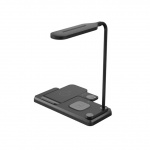 Multifunktionell 3-i-1 Trådlös laddstation med Skrivbordslampa, Svart Multifunktionell 3-i-1 Trådlös laddstation med Skrivbordslampa, Svart