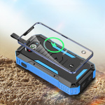 Powerbank 30000mAh 22.5W PD+15W Trådlös laddning, Solcell, Ficklampa och kompass