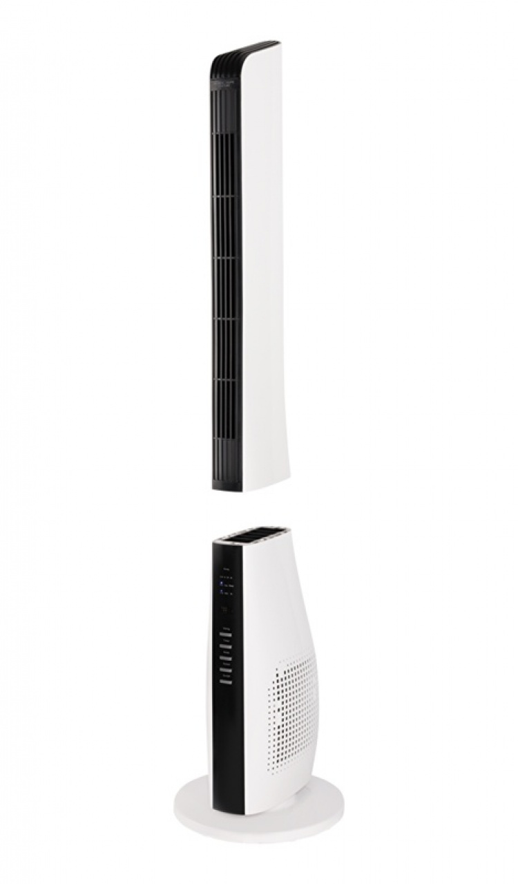 NORDIC HOME 2-i-1 Tornfläkt med luftcirkulator, 3 hastigheter, 40W, timer, vit - Fyndvara