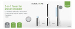 NORDIC HOME 2-i-1 Tornfläkt med luftcirkulator, 3 hastigheter, 40W, timer, vit - Fyndvara
