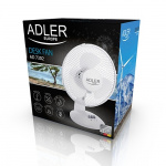 Adler AD 7302 bordsfläkt, 60W, 23 cm, vit