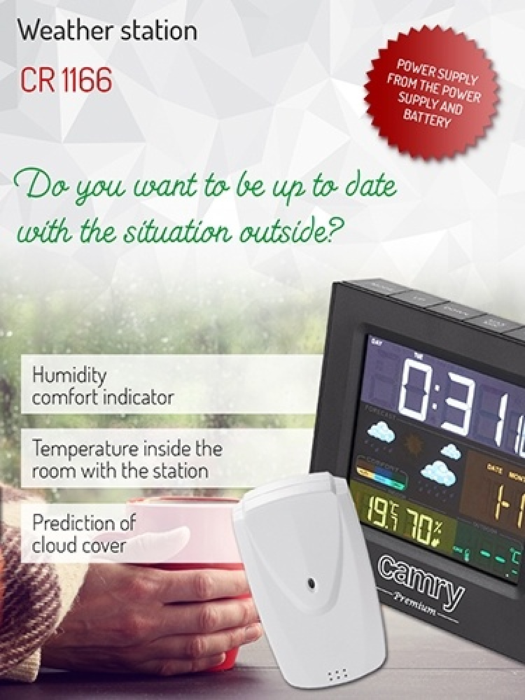 Camry Premium väderstation med färgdisplay