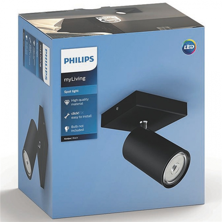 Philips myLiving Kosipo Kosipo tak-/väggspotlight Svart Philips myLiving Kosipo Kosipo tak-/väggspotlight Svart