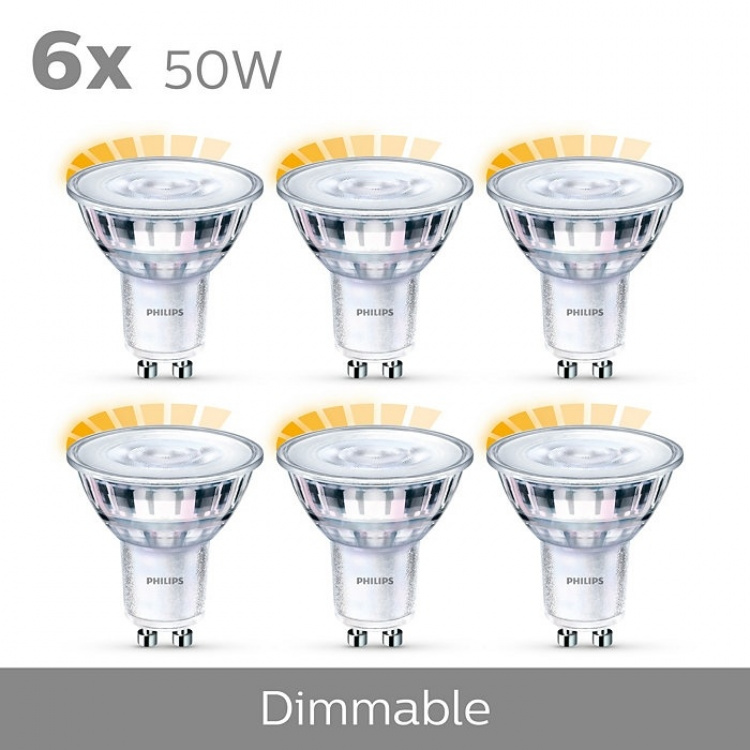 Philips 6-pack LED GU10 50W Dimbar WarmGlow