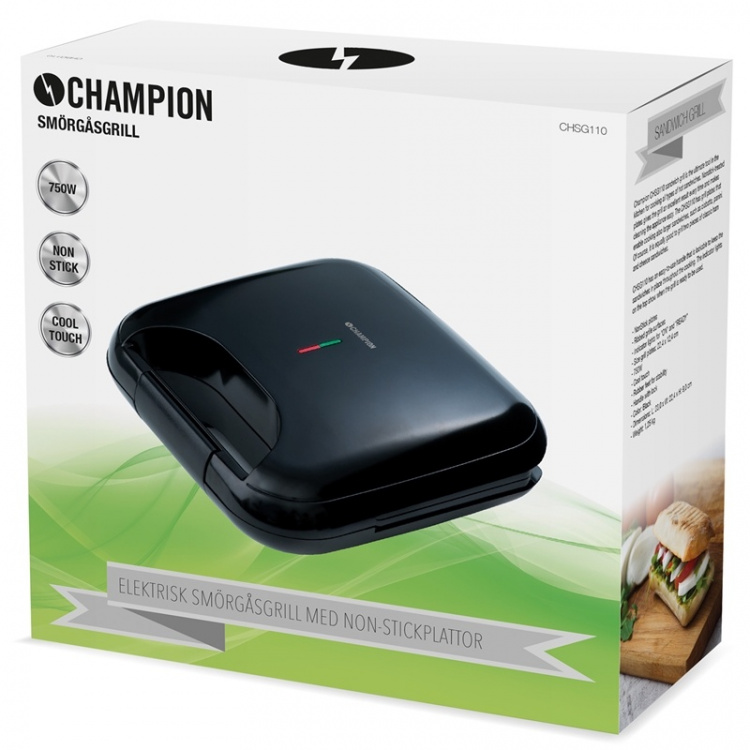 Champion Smörgåsgrill Multi 22x12cm 750W SG110 Svart Champion Smörgåsgrill Multi 22x12cm 750W SG110 Svart