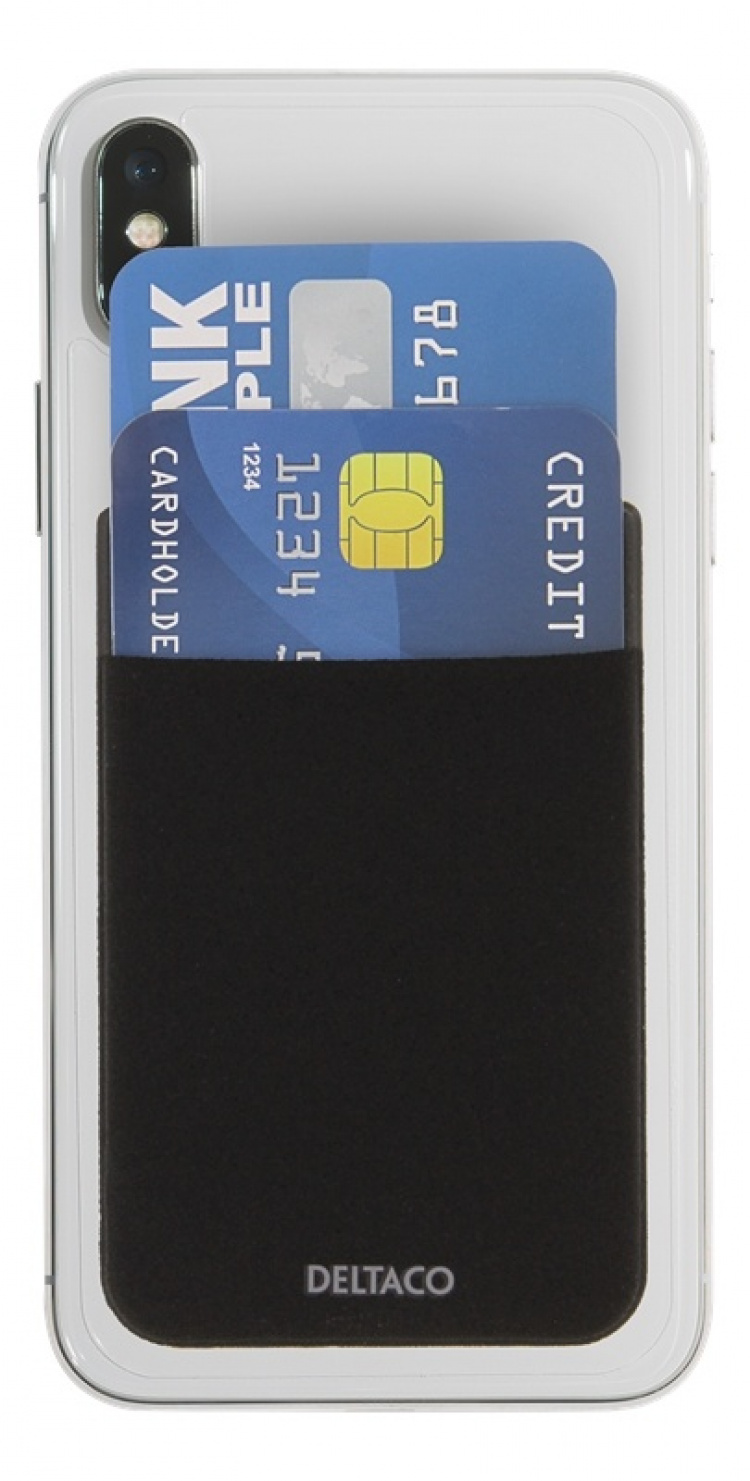 DELTACO Adhesive credit card holder, 3M adhesive, black