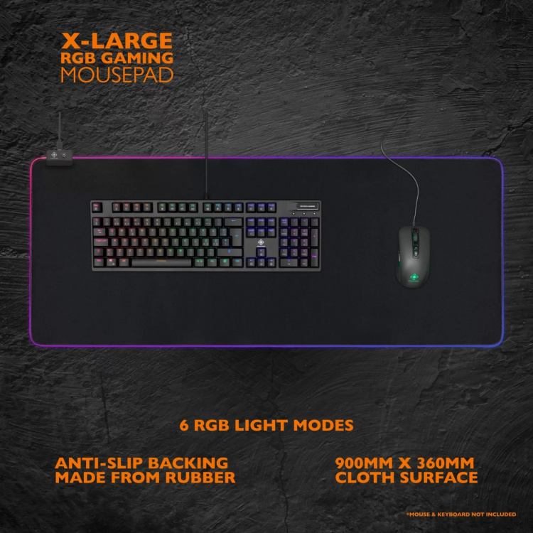 DELTACO GAMING musmatta med RBG-belysning, 90x36x0,4cm, svart DELTACO GAMING musmatta med RBG-belysning, 90x36x0,4cm, svart