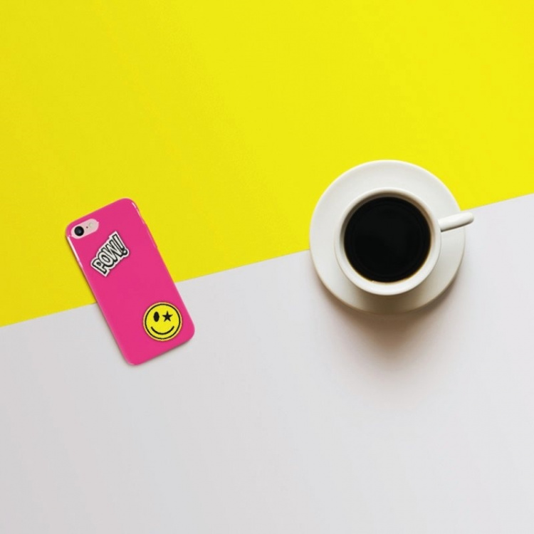 Puro Skal till iPhone SE/8/7, Patch Mania, 5st dekaler, Anpassningsbart, Rosa