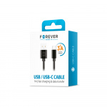 Forever kabel USB - USB-C 1,0 m 3A, Svart Forever kabel USB - USB-C 1,0 m 3A, Svart