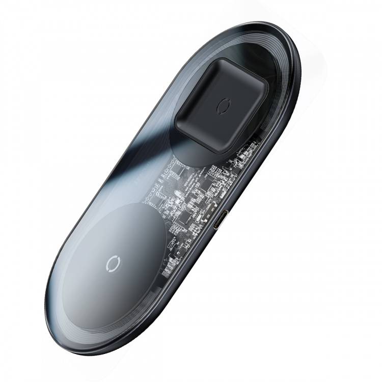 Baseus trådlös laddare 2-i-1 18W, Transparent