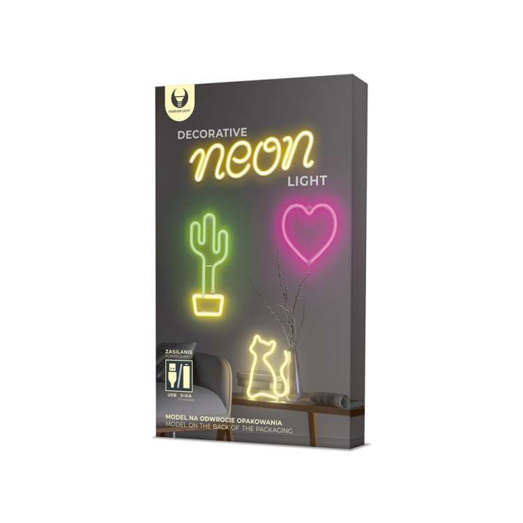 Forever Light Neon LED-ljus Enhörning batteri + USB FLNEO1, Rosa