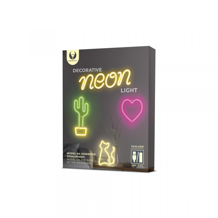 Forever Light Neon LED-Lampa HEART batteri + USB FLNEO7, Röd Forever Light Neon LED-Lampa HEART batteri + USB FLNEO7, Röd