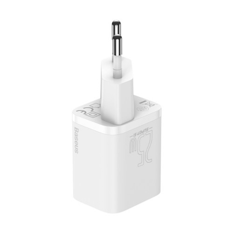 Baseus väggladdare Super Si PD 25W 1x USBC + USB-C - USB-C kabel, Vit