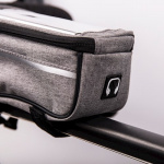 Vattentät cykelramsväska med telefonhållare, Grå