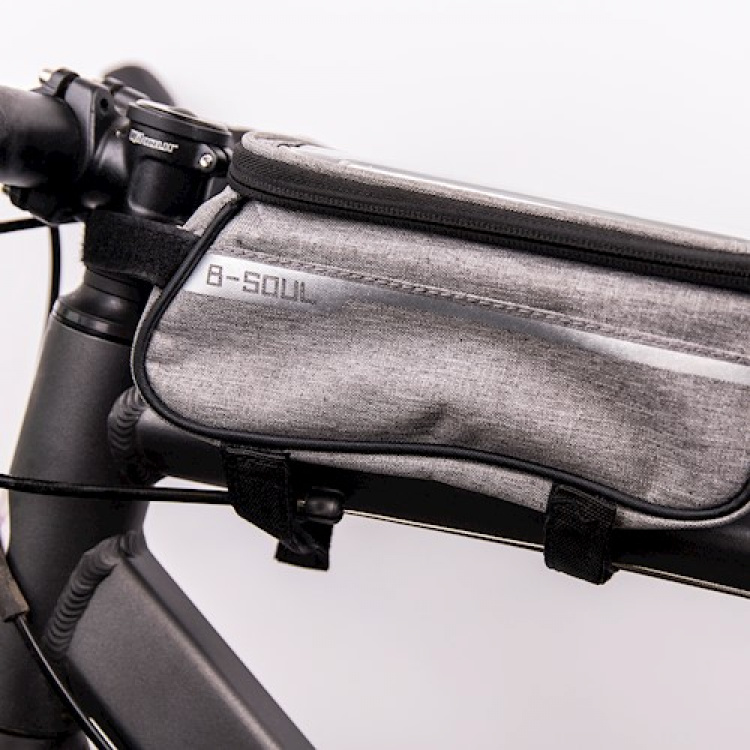 Vattentät cykelramsväska med telefonhållare, Grå