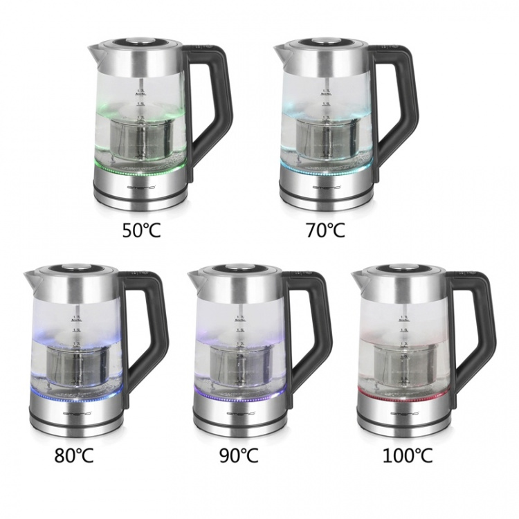 Emerio Vatten/Tekokare 1,7l Glas temp