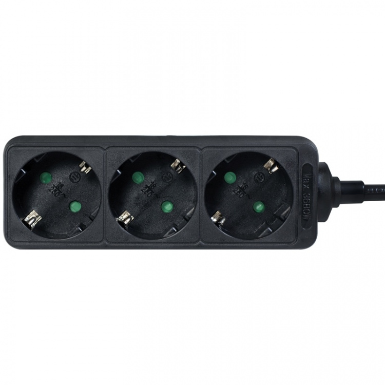 LogiLink Grenuttag Jordat 3vägs 1,5m Svart LogiLink Grenuttag Jordat 3vägs 1,5m Svart