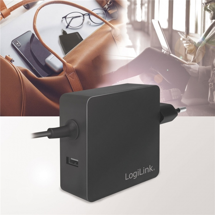 LogiLink Laptop-strömadapter + USB-laddning 70W LogiLink Laptop-strömadapter + USB-laddning 70W